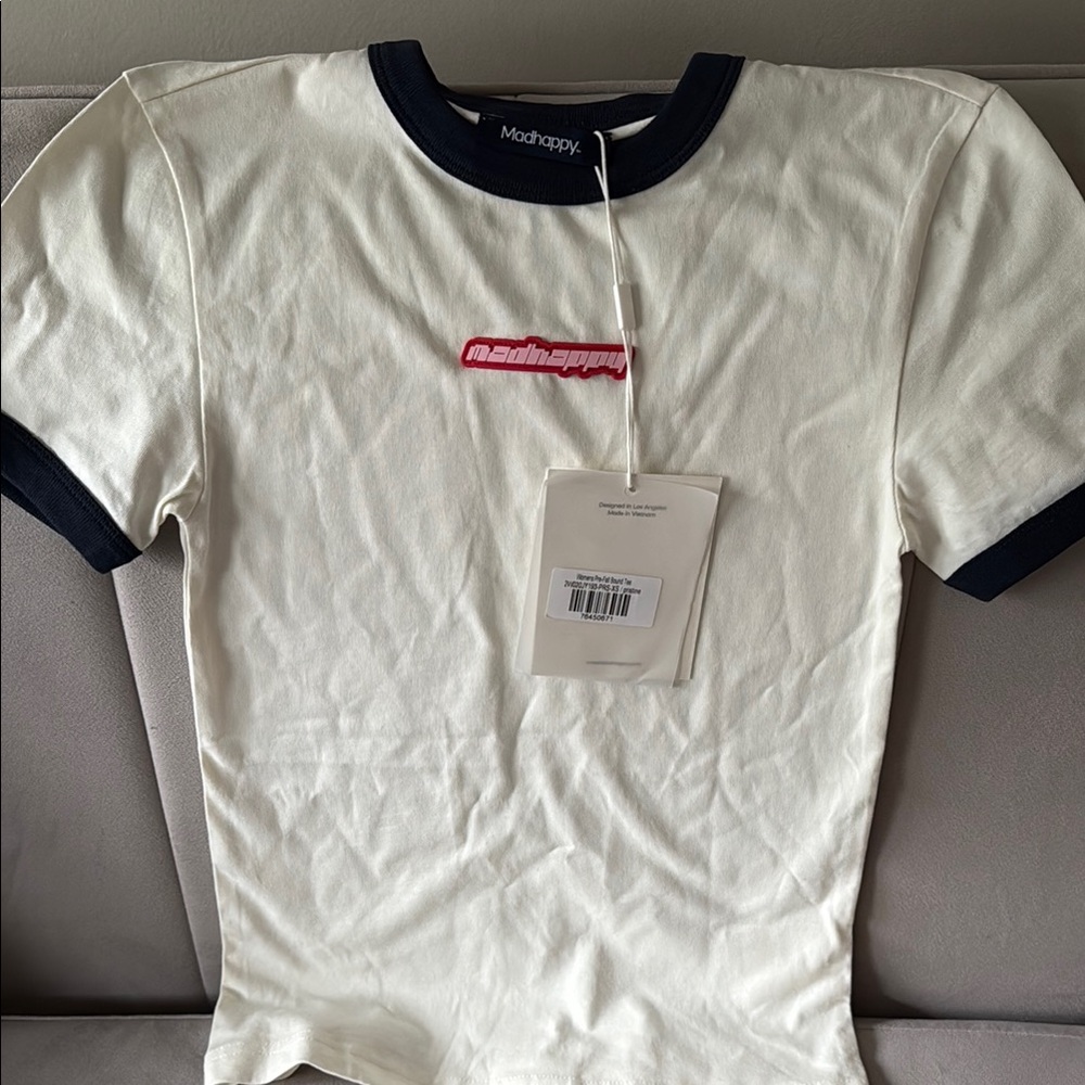 Madhappy White and Black Short Sleeve Tee with Contrasting Trim
